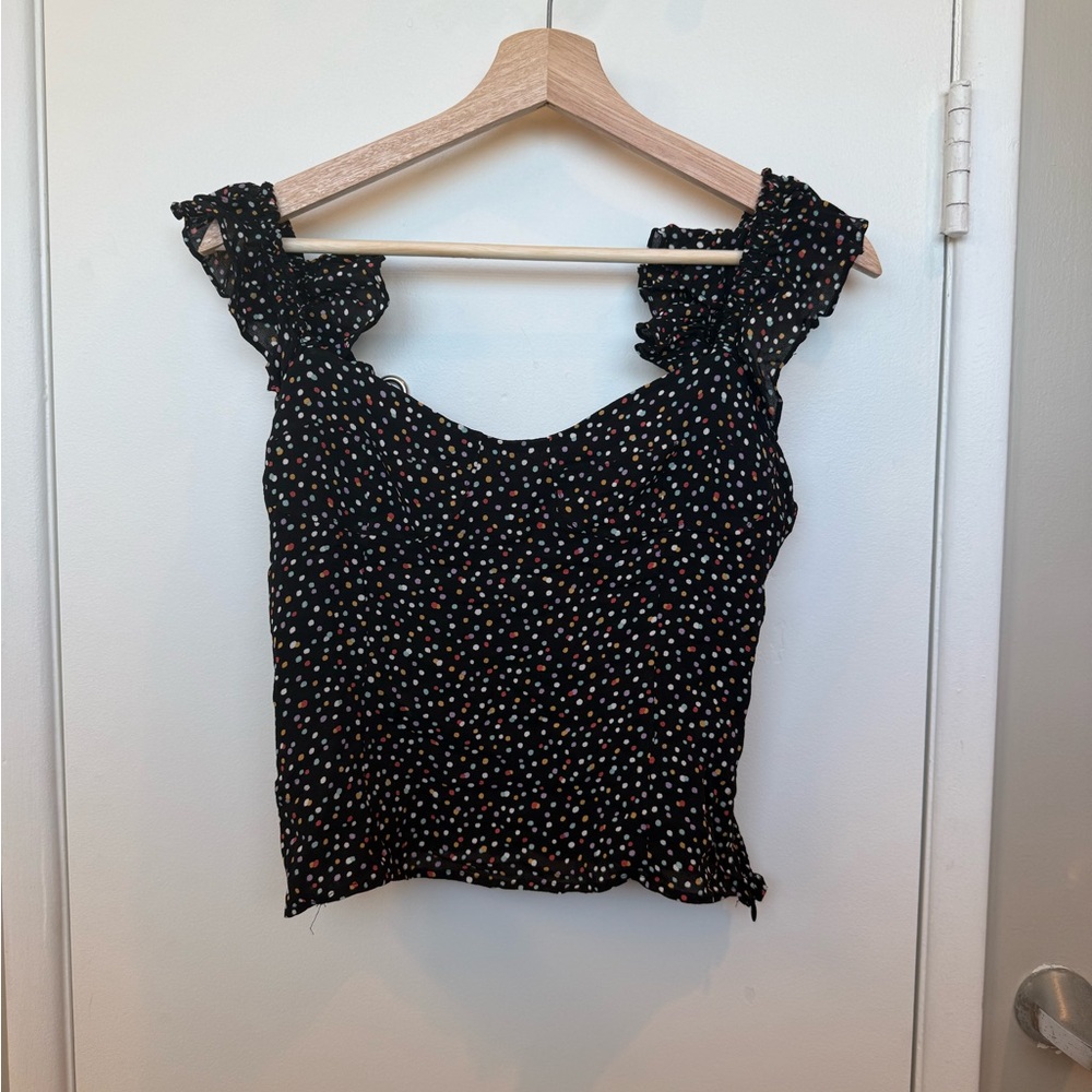 Reformation Black Polka Dot Tank Top